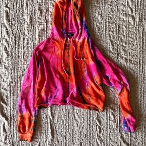 Michael Lauren Pink and Orange Tie-Dye Hoodie